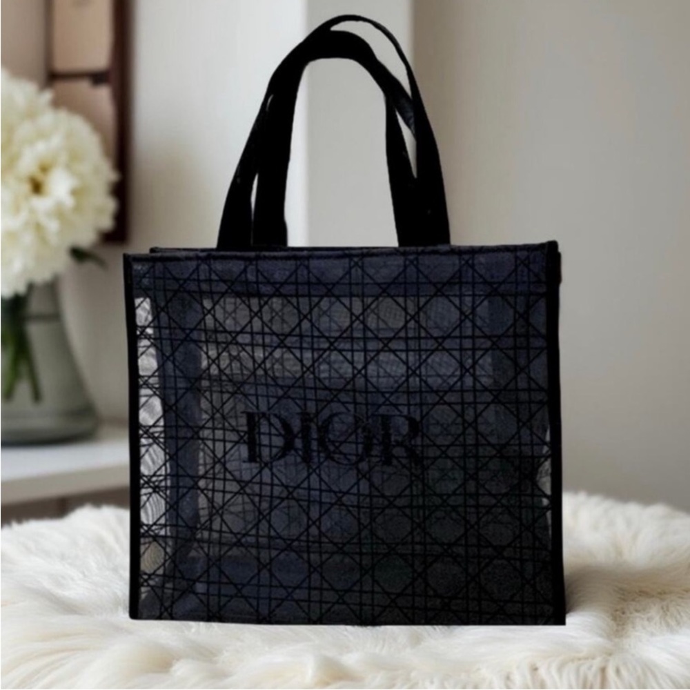DIOR Beauty Black Mesh Tote Bag New - Picture 2 of 6